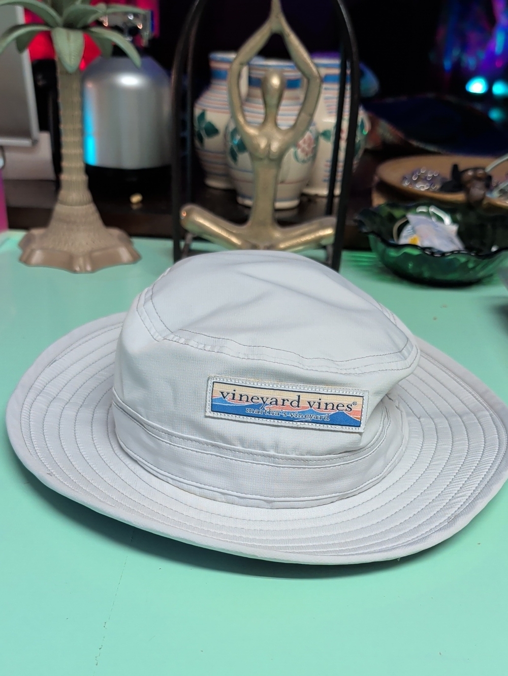 Vineyard Vines Light Gray Wide Brim Sun Hat